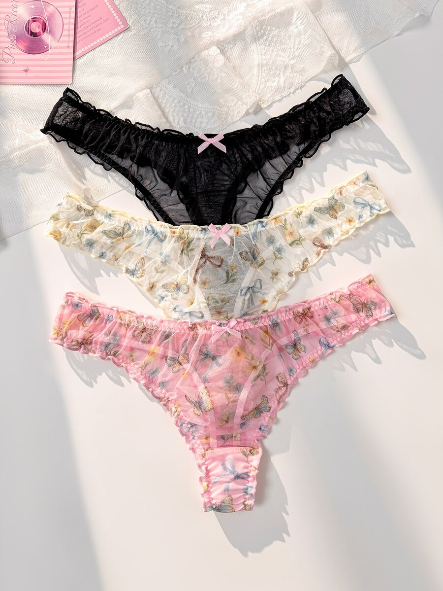 PetitDoll Plus Size Women's Sexy Panties 3-Piece Set - Multicolor - View 1