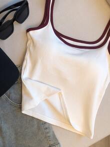 Resyla Women's Plus Size Casual Minimalist Fashion Colorblock Trim Camisole Tank Top - Multicolor - View 4