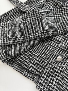 Elamini Jaket Pendek Wol Vintage Wanita Musim Gugur/Dingin - Hitam - View 7