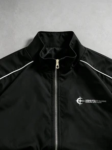 Manfinity EMRG Men's Stand Collar Versatile Casual Zip-Up Jacket - Black - View 6