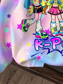 少女休閒可愛卡通女團 K-Pop 超級巨星亮星紮染加厚柔軟舒適衛衣，適合秋冬 - 彩色 - 查看 5