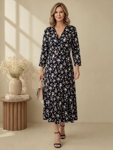 EMERY ROSE Women's High Waist Long Sleeve Pattern Print Dress - Multicolor - View 7