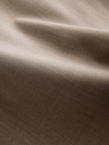 Manfinity Homme Setelan Pria Ukuran Besar Longgar 2 Potong Warna Blok, Kemeja Kerah Tegak V-Neck Cokelat Khaki + Celana Panjang Lebar Tali Serut Putih Gading, Gaya Busana Musim Panas Anak Muda Generasi Z - Coklat - View 5