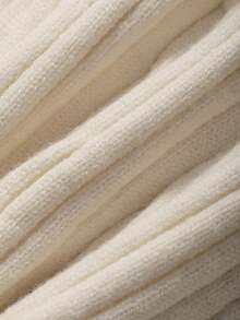 Dazy Kids Young Girl) Cute Turn-Down Collar POLO Neck Fitted Long Sleeve Autumn Sweater - Beige - View 9