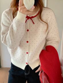 Dazy Kids 青少年女孩秋季休閒寬鬆條紋毛衣 - 米色 - 查看 5