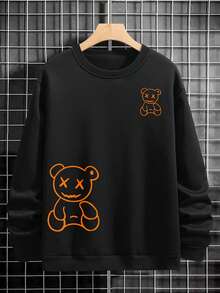 Manfinity Homme Men's Fashion Cartoon Print Sweatshirt - Black - View 2