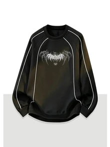 Gym Rark Men's Crew Neck Printed Colorblock Fashion Sports Long Sleeve T-Shirt - Black - View 3