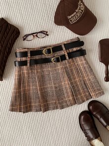 Comfortcana Women's Plaid Fashion Mini Skirt - Brown - View 1