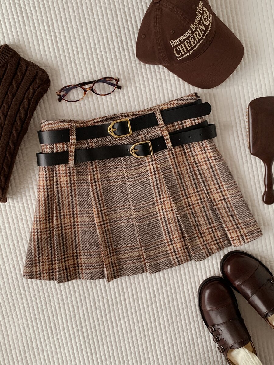 Comfortcana Women's Plaid Fashion Mini Skirt - Brown - View 1