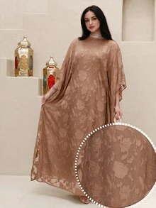 Yasmyna 女款圓領鏤空休閒寬鬆時尚土耳其式長衫 - 駝色 - 查看 7