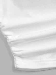 SHEIN LUNE 2-Pack Of Women's Solid Color Square Neck Long-Sleeved Ruched Casual T-Shirts - White - View 7
