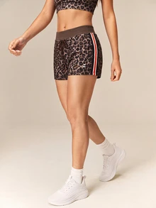 OutZeal Women Sports Shorts Casual Gym Natural Soft Leopard Print Knitted High Waist Active Bottom Summer - Multicolor - View 4