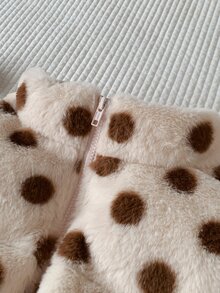 Comfortcana 女款拉鍊長袖波點加厚夾克 - 棕色 - 查看 9