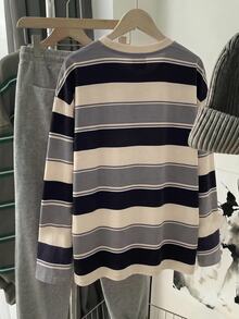 SHEIN EZwear 女款拼色休閒日常長袖T恤，適合夏季 - 彩色 - 查看 3