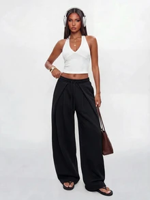Avantive Women's Solid Color Pocket Casual Daily Wear Long Pants - Black - View 9