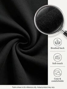 EMERY ROSE Plus Size Black Minimalist Zipper Cinched Waist Long Sleeve Sweatshirt Casual Fall/Winter - Black - View 8