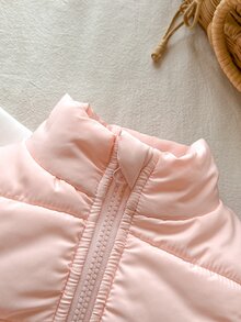 SHEIN Vintaside Kids 3件組幼女背心T恤喇叭褲套裝，可愛甜美粉色白色貓咪圖案，絎縫拉鍊羅紋長袖，生日派對冬季秋季假期穿搭 - 淺粉色 - 查看 10