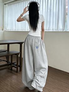 Dazy Tall Women's Elastic Waist Casual Loose Sweatpants - Light Grey - View 5