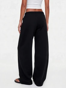 Avantive Women's Solid Color Pocket Casual Daily Wear Long Pants - Black - View 6