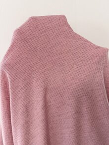 Snug Reverie طقم بيجامة نسائي كاجوال من الصوف المحبوك مزين بالدانتيل وفيونكة للاسترخاء - وردي - مشاهدة 8