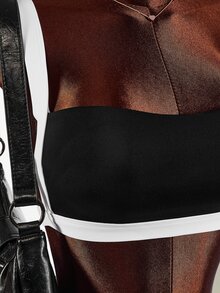 Amplova Women's Black & White Contrast Wide Strap Sports Bra + Skort Sports Set - Black and White - View 6