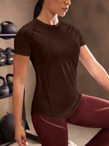 Powerista 女款短袖圓領修身休閒時尚運動T恤 - 棕色 - 查看 3