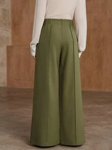 Anewsta 2026 New Women's Autumn Casual Versatile Side Pocket All-Match Wide Leg Pants For Outing, Commuting And Business - Green - View 2