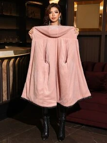 Reflora 大尺碼保暖內裡時尚亮片拉鍊長袖連帽加厚外套 - 黑色 - 查看 8