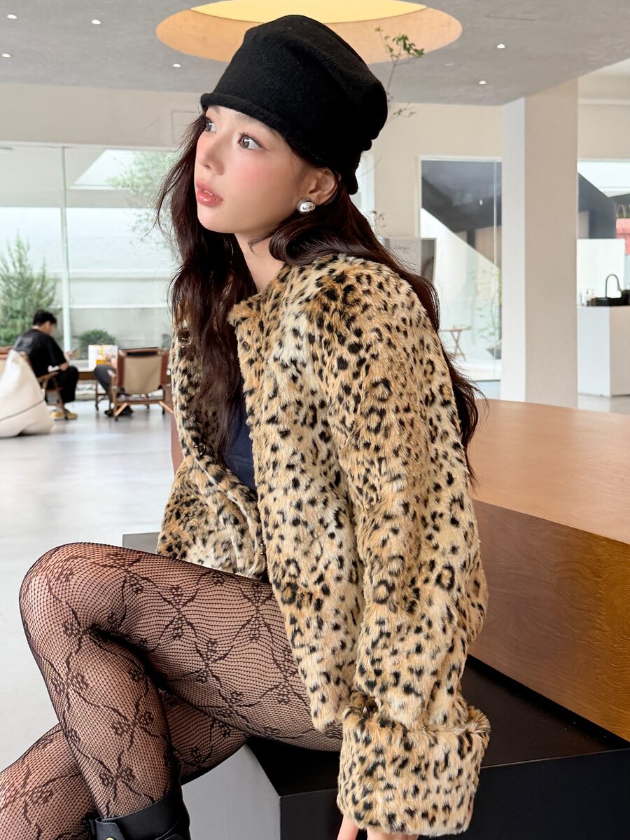 K-Vae Women's Autumn/Winter Leopard Print Long Sleeve Fashion Versatile Jacket - Multicolor - View 1