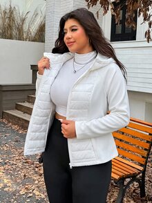 SHEIN EZwear 大碼棉服 - 白色 - 查看 6