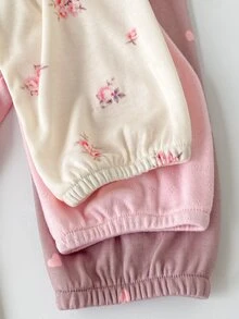 SHEIN Vintaside Kids 女嬰連身衣 2 件組 長袖花卉印花褲 日常穿著 卡其色與炭灰色 秋冬款 - 彩色 - 查看 13