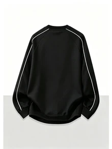 Gym Rark Men's Crew Neck Printed Colorblock Fashion Sports Long Sleeve T-Shirt - Black - View 2