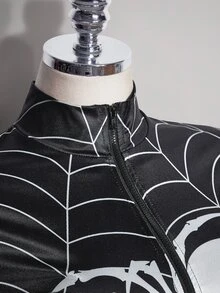 SHEIN ICON Plus Size Y2K Sexy Spider Jumpsuit, Halloween Cosplay - Grey - View 9