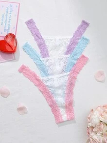 Snug Zone 3件組女款蕾絲飾邊三角內褲 - 彩色 - 查看 2