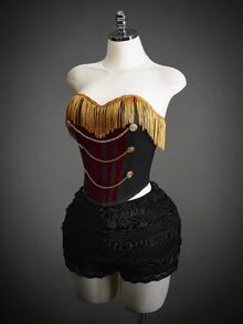 SHEIN ICON Women's Halloween Napoleon Corset Halloween Napoleon Corset Patchwork Tassel Button Chain Design Fashion Tube Top - Black and Gold - View 5