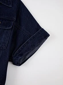 GlowEve CURVE 大尺碼女款休閒日常夏季牛仔洋裝，附腰部繫帶 - 藍色 - 查看 4