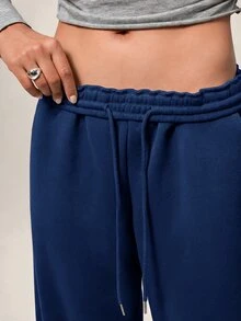 Avantive Women's Drawstring Waist Wide Leg Loose Athletic Pants - Navy Blue - View 6