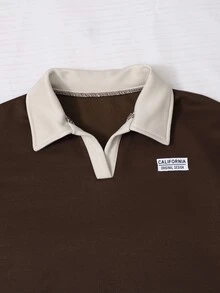 SHEIN 女童大童春秋冬季休閒兩件套，紐約字母圖案立領衛衣與短褲套裝，保暖校園穿搭，適合日常穿著、上學、通勤、外出、散步、購物、旅行，可搭配夾克、背心、棉襖 - 彩色 - 查看 4