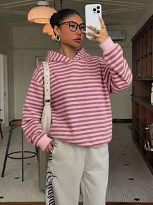 Muchica 女款全印花運動衫，休閒極簡日常百搭，約會出遊穿搭，女款秋季服飾，秋季穿搭，女款通勤穿搭，百搭上衣，出遊穿搭，機場穿搭 - 彩色 - 查看 4