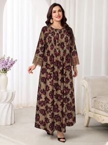 Al Najma Plus Size Women's All-Over Floral Print Fashion Casual Arabian Dress - Multicolor - View 7