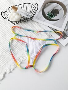 DrisQ DrisQ 1pc Men's Striped Colorblock Sexy Thong Underwear - White - View 2