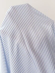 Snug Reverie Classic Blue & White Striped Belted Long Sleeve Robe For Women - Blue - View 8