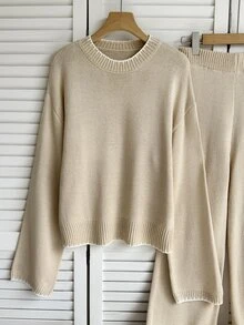 SHEIN طقم كنزة وبنطلون للفتيات المراهقات - لون مشمشي - مشاهدة 7