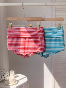 Comfortcana Women's Striped Pattern Fashion Casual Ultra Short Shorts - Multicolor - View 2