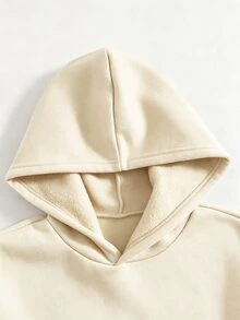SHEIN 1件青少年男孩極簡街頭風小印花圖案套頭針織衛衣，舒適面料，獨特版型，秋冬新款，適合多種場合 - 杏色 - 查看 3