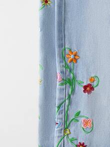 SHEIN MOD Women's Printed Denim Jeans - Light Wash - View 5
