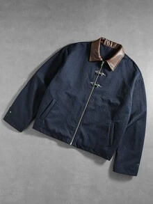 PAVTROS Men's Colorblock Casual Daily Long Sleeve Jacket - Blue - View 3