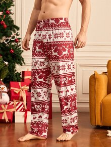 Notgurli Christmas Element Print Men's Loungewear Bottoms - Multicolor - View 2