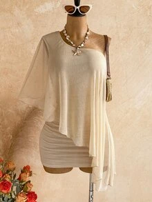 Soleia Women's Solid Color Ruffle Mini Cami Dress, Summer Beach Vacation Outfit, Bohemian Tropical Style, Gold Summer Dress - Apricot - View 5