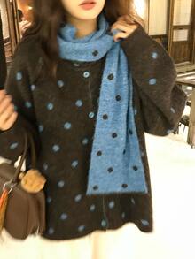 DAZY Women's Polka Dot Long Sleeve Autumn/Winter Sweater - Coffee Brown - View 9